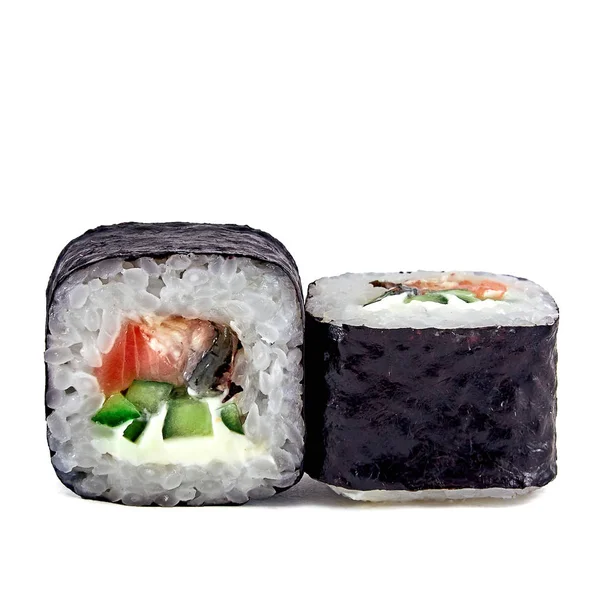 Sushi Auf Weißem Hintergrund Isoliert Aus Nächster Nähe — Stockfoto