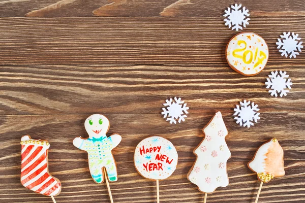 Christmas cookies on stick — Stock Photo, Image