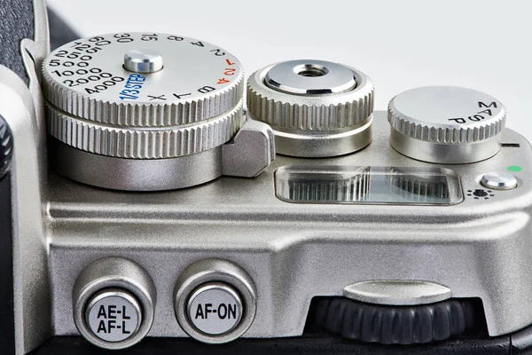 Elementos operacionais: botões e discagem de controle na câmera SLR — Fotografia de Stock