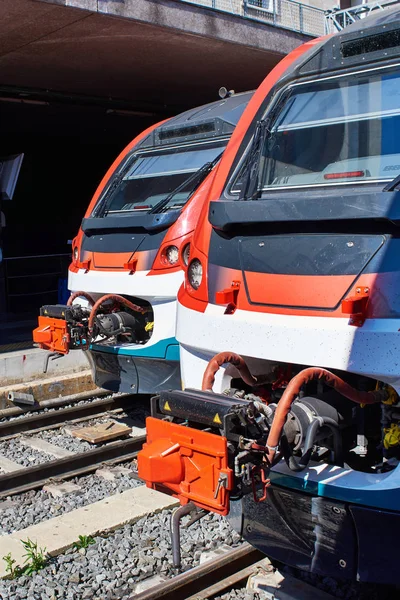 Cabs of high-speed trains of railway — Stock Photo, Image