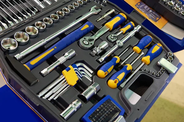 Tool kit socket sleutels in plastic doos — Stockfoto