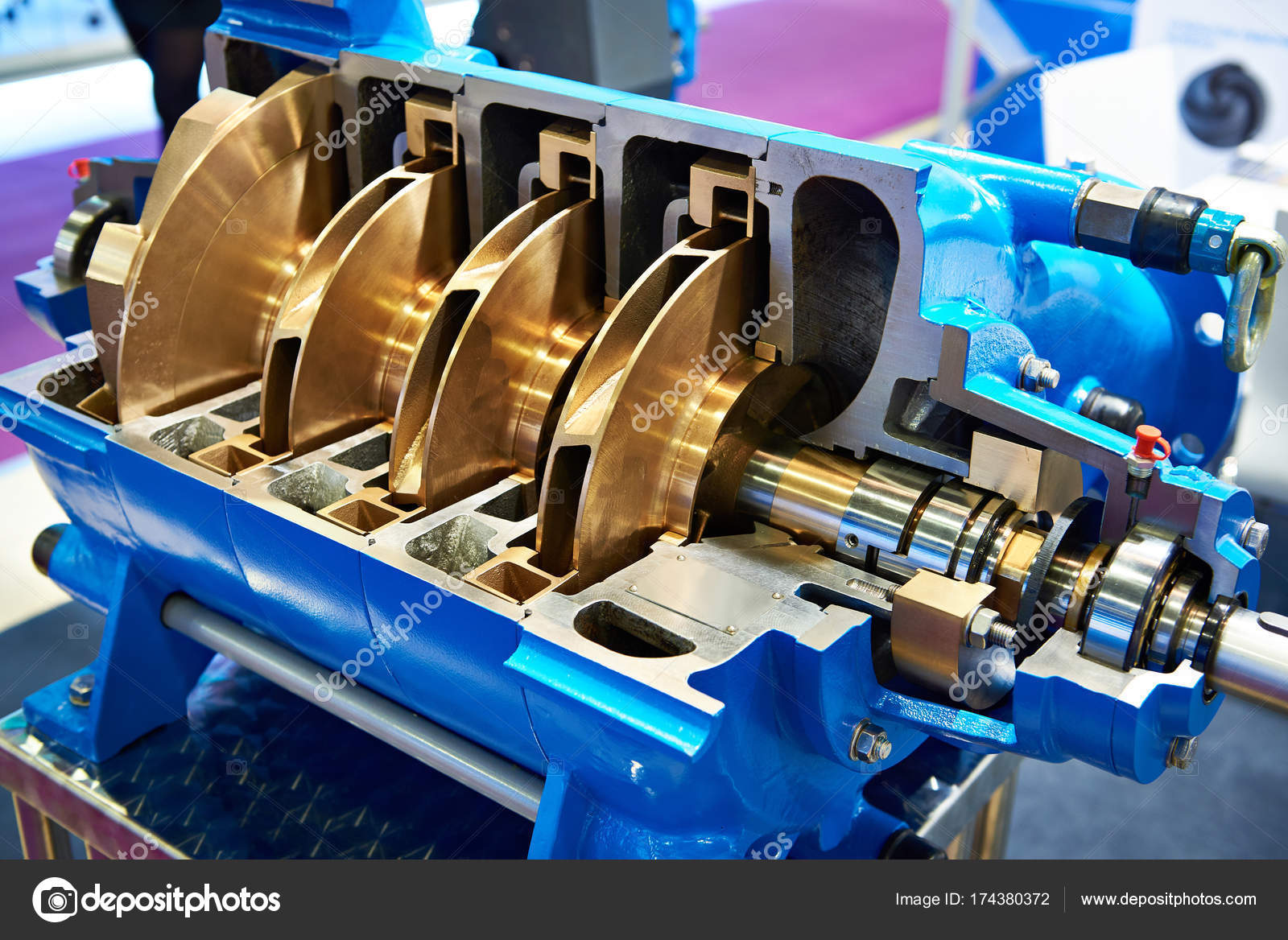 Multi-stage centrifugal pump in cross section Stock Photo by ©ryzhov
