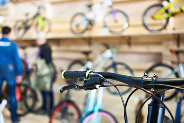 Bicycle handlebar in sports shop — Stock Photo, Image