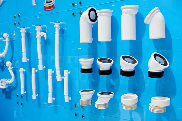 Пластиковые гофрированные канализационные трубы — стоковое фото