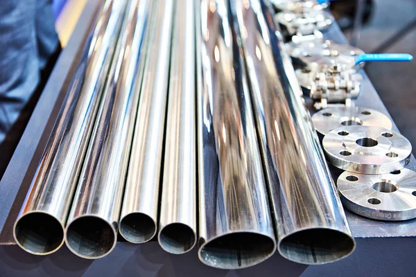 Steel pipes in stack — Stock Photo, Image