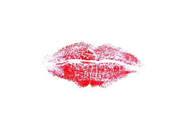Imprint of lips isolated on white background — Stock Photo, Image