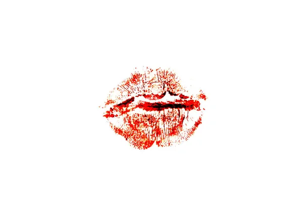 Abdruck der Lippen isoliert auf weißem Hintergrund — Stockfoto