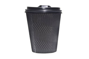 Tek kullanımlık cam beyaz arkaplanda izole edildi