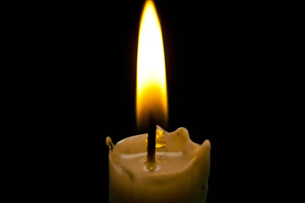 White candle on black background with copy space for text — Stock Photo ...