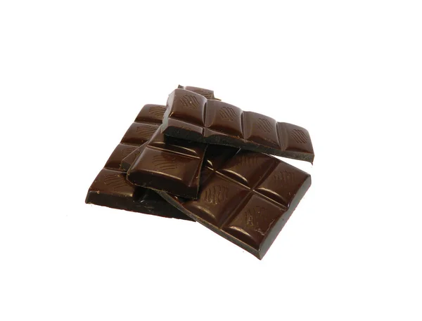 Svart choklad isolerad på vit bakgrund — Stockfoto