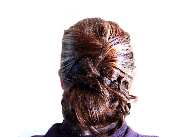 女性发型被隔离在白色背景上 — 图库照片