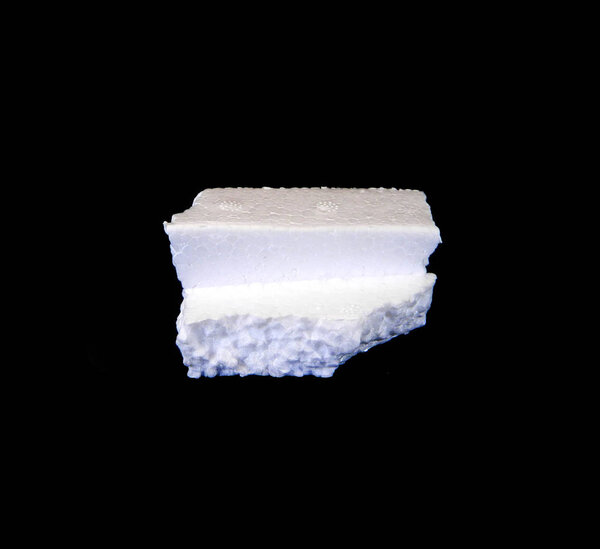 polystyrene isolated on black background