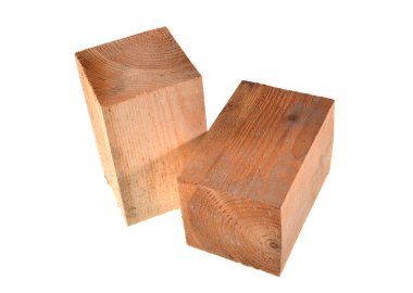 Beyaz arka plan üzerinde izole ahşap kiriş