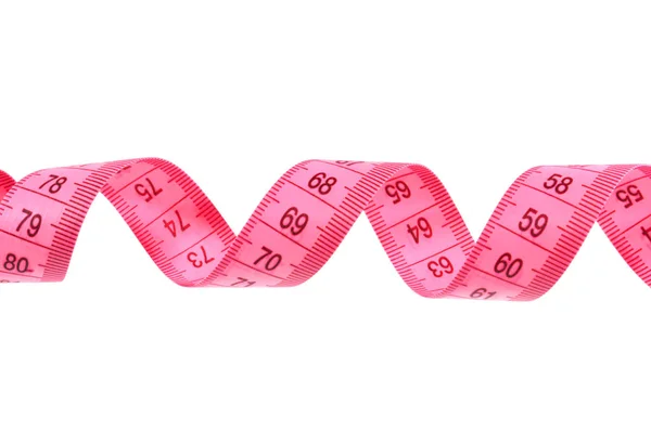 Beyaz arkaplanda izole edilmiş şerit ölçülüyor