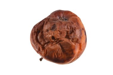 Çürük elma beyaz arkaplanda izole