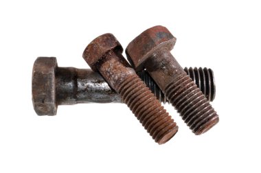 Paslı cıvata beyaz arkaplanda izole edildi