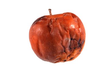Çürük elma beyaz arkaplanda izole