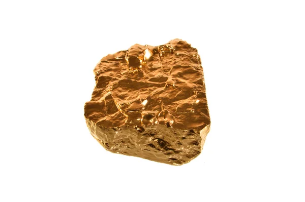 Batu emas diisolasi pada latar belakang putih — Stok Foto