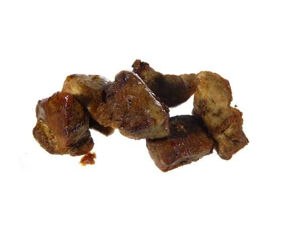 Carne Frita Aislada Sobre Fondo Blanco — Foto de Stock