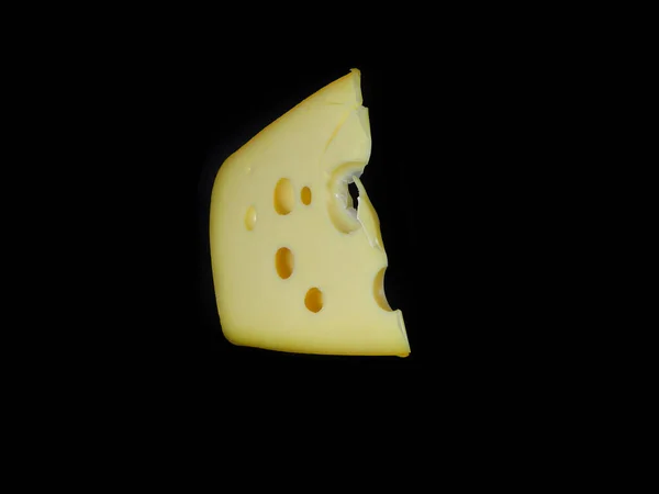 Hollanda Peyniri Siyah Arkaplanda Izole — Stok fotoğraf