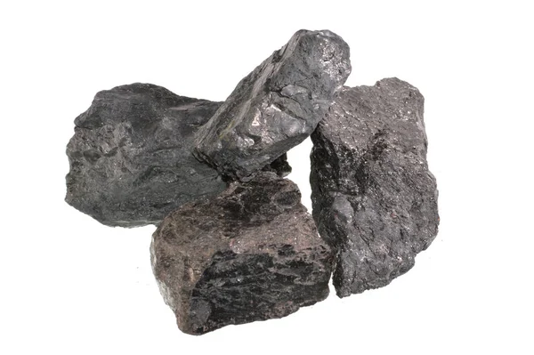 Steenkool Geïsoleerd Witte Achtergrond — Stockfoto