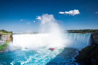 Ünlü güzel Niagara şelalesinin yaz günü havadan çekilmiş görüntüleri.