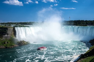 Ünlü güzel Niagara şelalesinin yaz günü havadan çekilmiş görüntüleri.