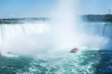 Ünlü güzel Niagara şelalesinin yaz günü havadan çekilmiş görüntüleri.