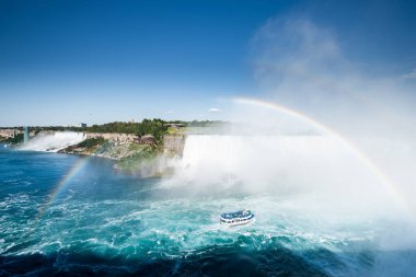 Ünlü güzel Niagara şelalesinin yaz günü havadan çekilmiş görüntüleri.