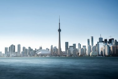 Toronto şehri merkez adası, Ontario, Kanada 'dan ufuk çizgisi manzarası