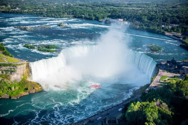 Ünlü güzel Niagara şelalesinin yaz günü havadan çekilmiş görüntüleri.