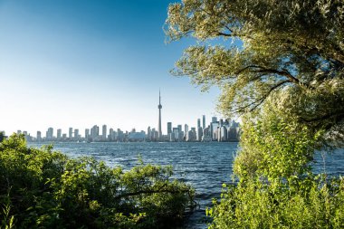 Toronto şehri merkez adası, Ontario, Kanada 'dan ufuk çizgisi manzarası