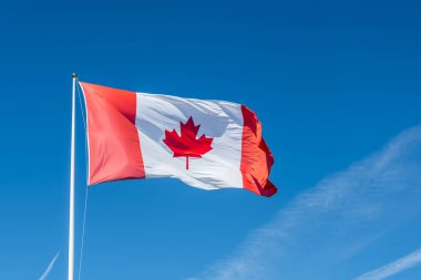 Kanada Bayrağı Mavi gökyüzünde