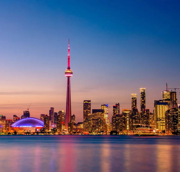 Skyline Ville Toronto Coucher Soleil Ontario Canada — Photo