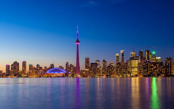 Toronto City Skyline Την Νύχτα Οντάριο Καναδάς — Φωτογραφία Αρχείου