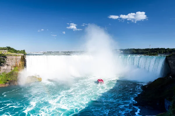 Aerial shot of famous beautiful Niagara waterfall on summer day