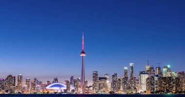 Toronto şehri gün batımında ufuk çizgisi, Ontario, Kanada