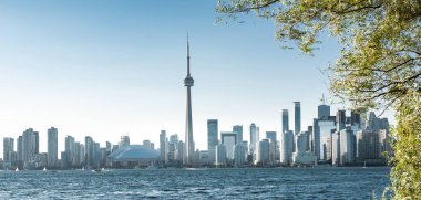 Toronto şehri merkez adası, Ontario, Kanada 'dan ufuk çizgisi manzarası