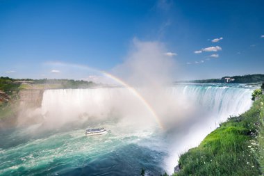 Ünlü güzel Niagara şelalesinin yaz günü havadan çekilmiş görüntüleri.