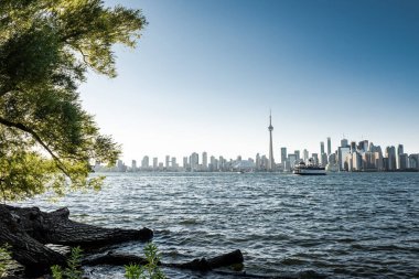 Toronto şehri merkez adası, Ontario, Kanada 'dan ufuk çizgisi manzarası