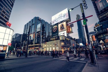Yonge-Dundas Square in evening in Toronto, Canada clipart