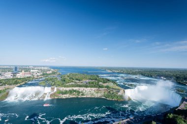 Ünlü güzel Niagara şelalesinin yaz günü havadan çekilmiş görüntüleri.