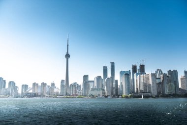 Toronto şehri merkez adası, Ontario, Kanada 'dan ufuk çizgisi manzarası