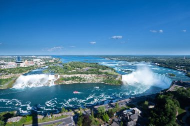 Ünlü güzel Niagara şelalesinin yaz günü havadan çekilmiş görüntüleri.