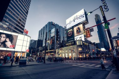 Yonge-Dundas Square in evening in Toronto, Canada clipart