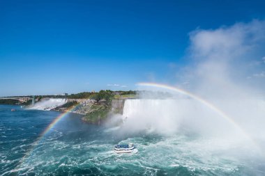 Ünlü güzel Niagara şelalesinin yaz günü havadan çekilmiş görüntüleri.