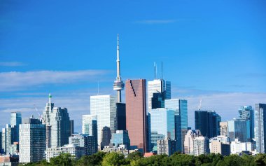 Riverdale Bulvarı 'ndan Toronto şehri manzarası. Ontario, Kanada