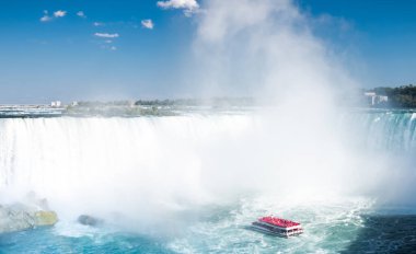 Ünlü güzel Niagara şelalesinin yaz günü havadan çekilmiş görüntüleri.