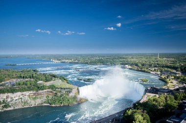 Ünlü güzel Niagara şelalesinin yaz günü havadan çekilmiş görüntüleri.