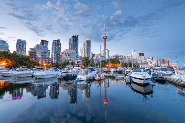 Toronto City Skyline Night Marina Quay West Ontario Canada — Stock Photo, Image